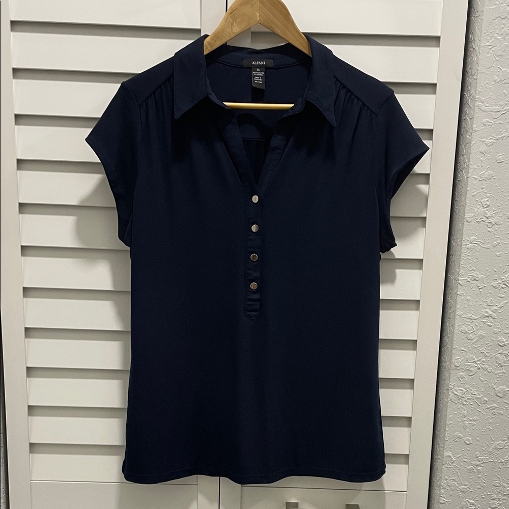 Alfani Women's Navy Button-Down Shirt
